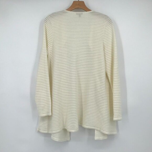 Talbots womens Cardigan Open Ribbed Sweater Ivory Cotton blend size large petite - Picture 3 of 5